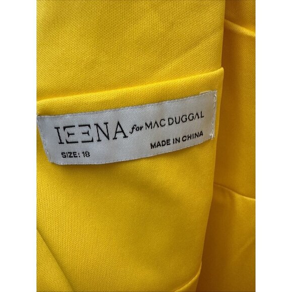 New MAC DUGGAL Size 18 Evening Gown Yellow Chiffon Sleeveless Wrap Formal Dress - Picture 12 of 16